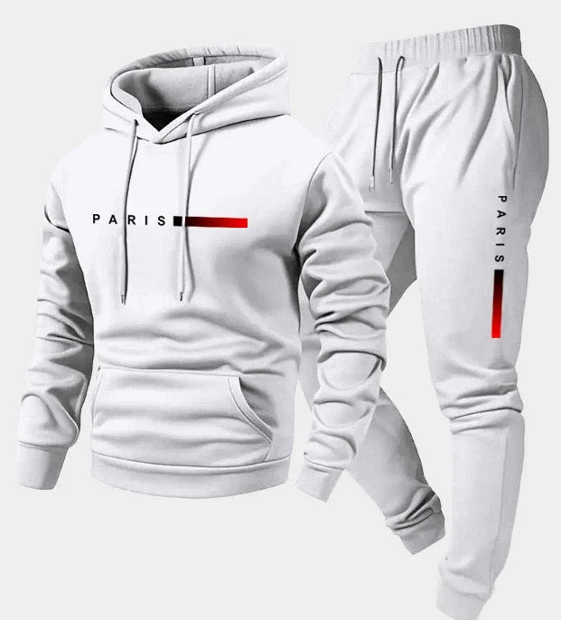 Men's Letter Printed Hoodie and Drawstring Sweatpants Set Two-Piece Set