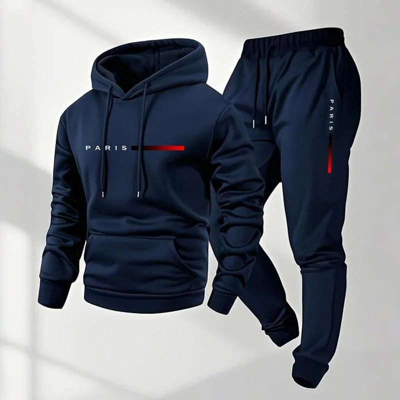 Men's Letter Printed Hoodie and Drawstring Sweatpants Set Two-Piece Set