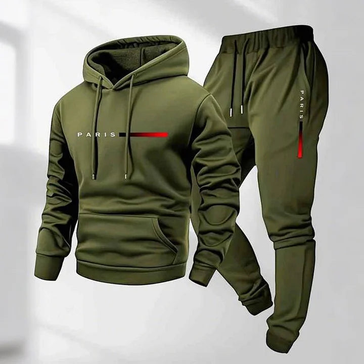 Men's Letter Printed Hoodie and Drawstring Sweatpants Set Two-Piece Set
