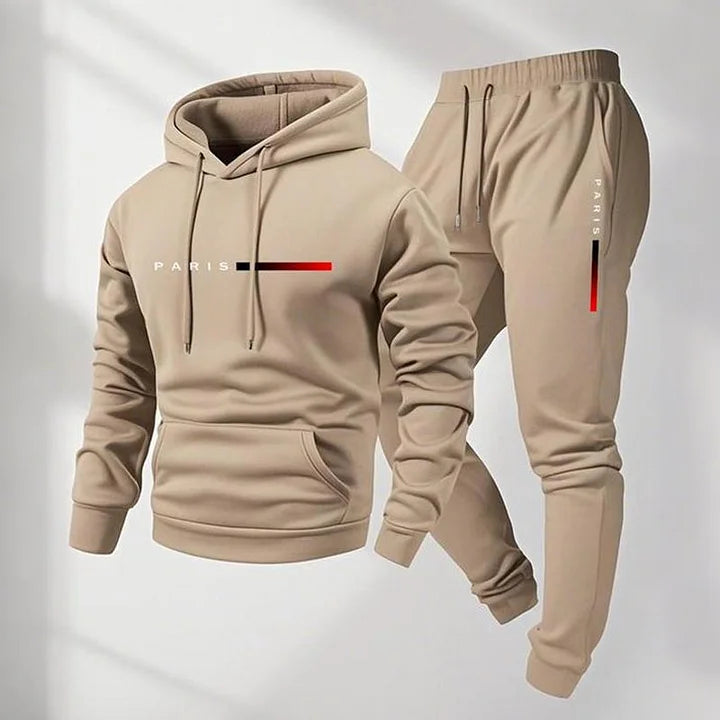 Men's Letter Printed Hoodie and Drawstring Sweatpants Set Two-Piece Set