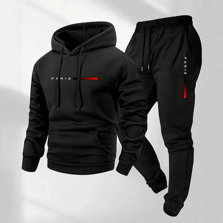 Men's Letter Printed Hoodie and Drawstring Sweatpants Set Two-Piece Set