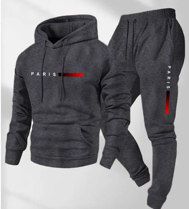 Men's Letter Printed Hoodie and Drawstring Sweatpants Set Two-Piece Set