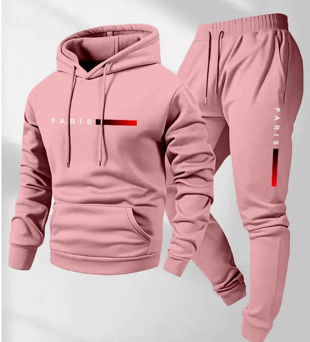 Men's Letter Printed Hoodie and Drawstring Sweatpants Set Two-Piece Set