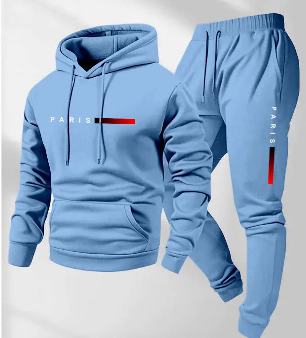 Men's Letter Printed Hoodie and Drawstring Sweatpants Set Two-Piece Set