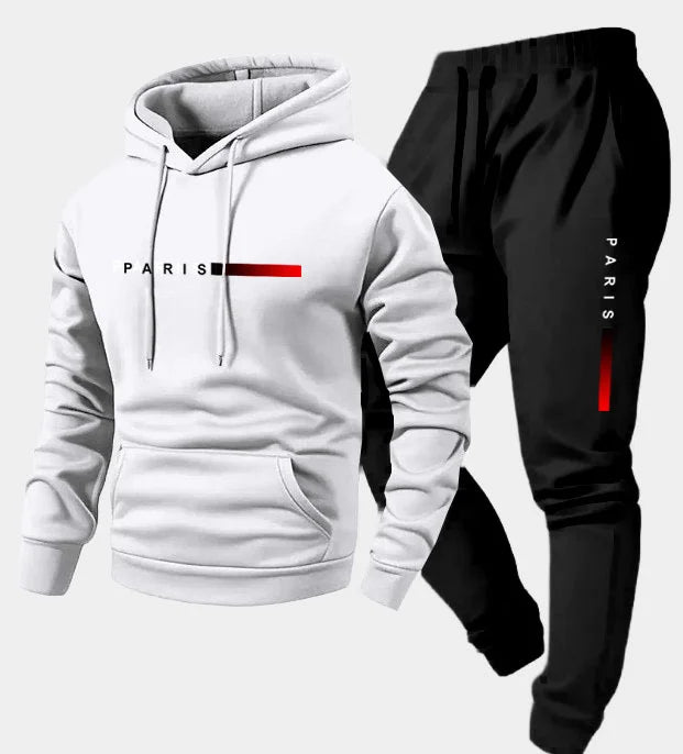 Men's Letter Printed Hoodie and Drawstring Sweatpants Set Two-Piece Set